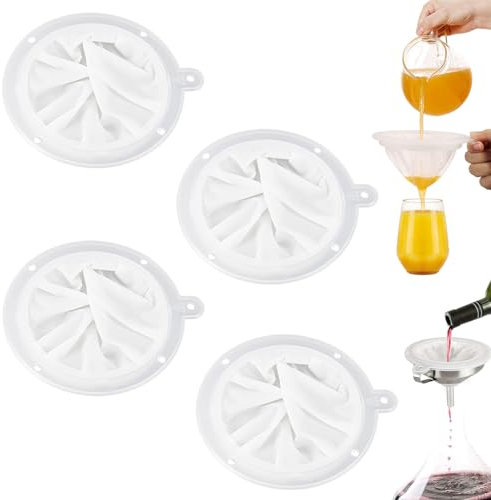 4 Pezzi Filtro a Setaccio in Nylon,200/300/400/450 Mesh Setaccio da Cucina Nylon per Liquidi,Setaccio Filtro a Rete Alimentare,Filtro a Maglia Fine per Vino per Filtrare Succo,Latte,Vino,Medicinali