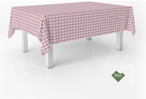 ECOMMERC3 | Mantel Antimanchas Vichy para Mesa Rectangular Tamaño 100x140 cm - Mantel Vichy Tacto Extrasuave e Impermeable Color Rosa