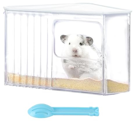 Marchul Hamster Sand Bath Container, Large Space Bathtub with Scoop, Cleaning for Gerbils, Syrian & Guinea Pigs (White)