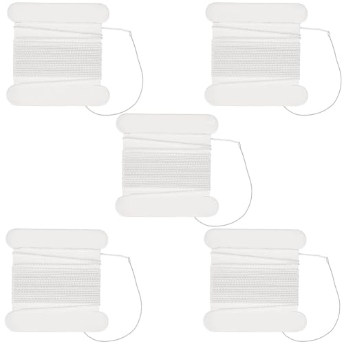 Beebeecraft 5 cordón de Seda para Enhebrar Cuentas de 2 m X 0.6mm Hilo de Seda para Enhebrar Cuentas con Tarjeta Perlas de Seda Pura Natural Blanca Cordones Retorcidos para Hacer Joyas Encordar Tejer