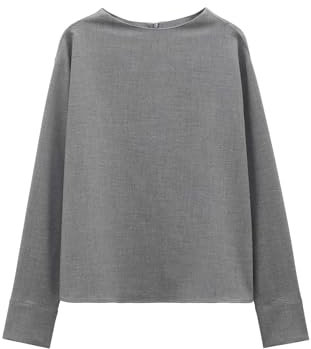 someday Damen Langarmbluse | Stehkragenbluse ZALENE Regular in Flanell Optik Good Grey, 38