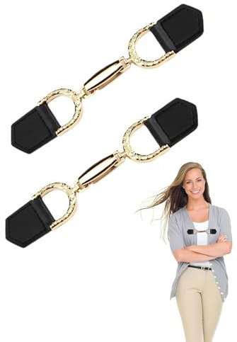 BPTRKOM 2 pares de botones de palanca - Botón de cierre de cárdigan Clip de cuero para cárdigan Cuello de suéter Cierres a presión de cuero de metal Reemplazo de broche de chaqueta (negro)