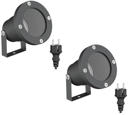 ledscom.de 2 x faretti da giardino DUK per esterni, IP65, spina, antracite, 1x GU10 max. 15W
