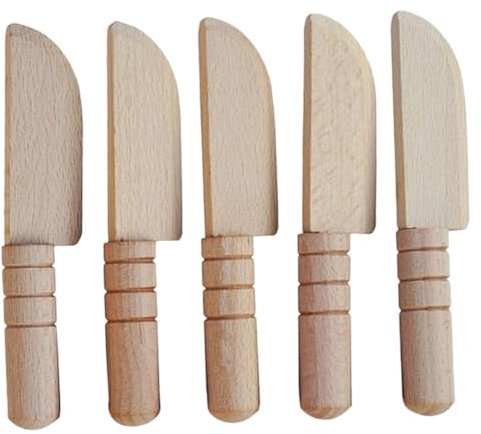 ibasenice Couteau à Fruits en Bois Jouet DIY pour Garçon et Filles Set de 5 Pièces Jouet Éducatif Cuisine Décoration Maison de Poupée Accessoire de Scène Miniature