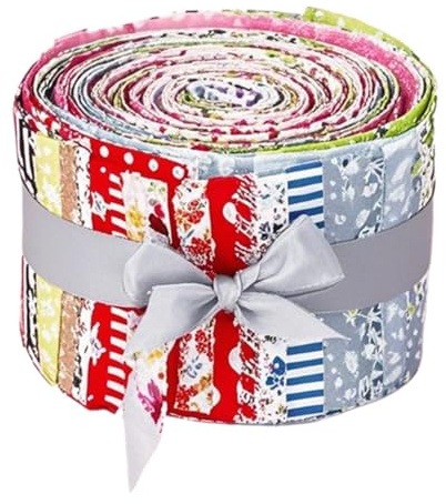 Lot de 40 Rouleaux de Tissus à Coudre, 20 Styles Prédécoupés Rouleaux de Tissu En Coton, 6,3x 50 Cm, Bandes de Tissus pour Le Matelassage, L'artisanat, Le Patchwork, Les Serviettes, Les Rideaux