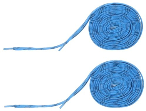 Hemobllo Lacets de Hockey Lot de 2 Paires Résistants à l'usure en Polyester Bleu Légers et Solide pour Patins de Vitesse et Patins de Hockey