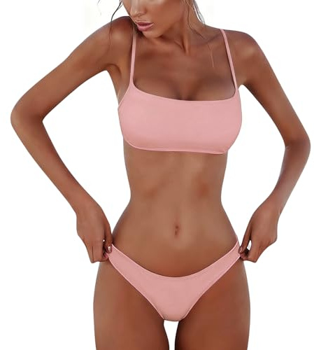 Svanco Bikini Brasileño Mujer Tanga Baja Cintura 2 Piezas Tan Through para Playa