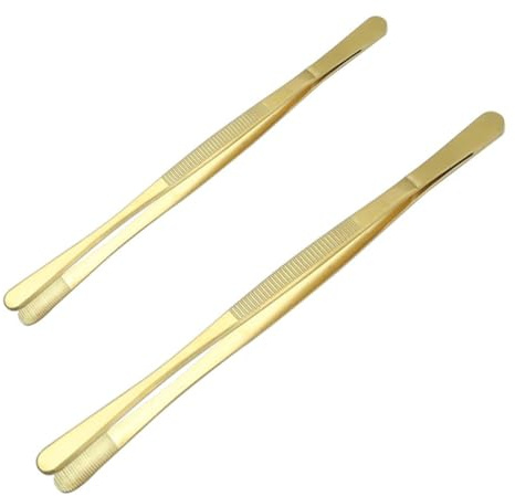 EasyByMall Set di 2 pinzette per barbecue, 25 cm e 30 cm, in acciaio inox, pinze da cucina con impugnatura antiscivolo per grigliare e servire