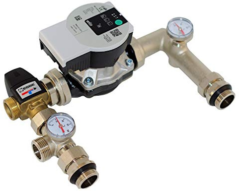 MD technic Gruppo pompa per riscaldamento a pavimento - con miscelatore a tre vie 1 ESBE VTA322 Kvs 3,4 - Pompa Wilo Yonos Para RS 25/6 adatta fino a 180 m2 - Set di regolazione a valore fisso