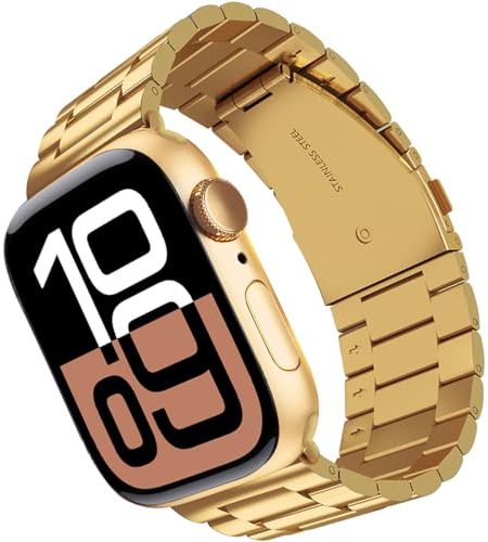 ARTCHE Klockarmband för Apple Watch 49 mm 45 mm 44 mm 42 mm 41 mm 40 mm 38 mm, kompatibel med iWatch rem serie 8/7/6/SE/5/4/3/2/1, rostfritt stål ersättning sportband metall justerbart armband bälte