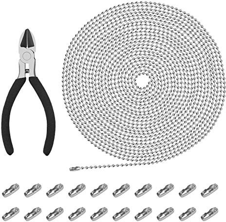 CHALA 10m Kugelkette Set Edelstahlkette Meterware Stahlkette Vernickette Schlüssel Ball Kette mit 100 Anschlüssen 1 Schmuckzange Schmuck Basteln Zubehör für DIY Handwerk Schmuckherstellung 102stk