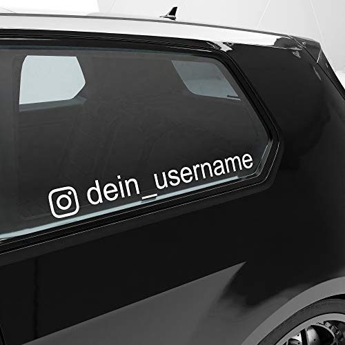 Blackshell® Wunschtext Aufkleber Auto Dein Username mit Glyphe - Instagram Aufkleber selbst gestalten, Auto Sticker - 15cm bis 124cm Länge