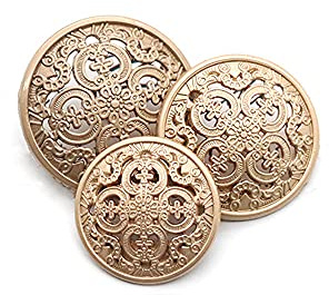 5 st ihåliga metallknappar svart silver guld knappar rund dekorativ knapp för kläder sytillbehör (gyllene, 25 mm)