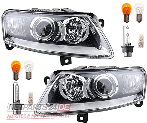 Johns, Scheinwerfer Satz passend für Audi A6 Scheinwerfer 4F Set Bi-Xenon D2S inkl. Leuchtmittel li & re ab 04-08