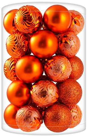 34ct Copper Orange Christmas Ball Ornaments Shatterproof Plastic Christmas Tree Decorations for Xmas Party Home Office Holiday Halloween Decor -Medium Size (2.36/ 60mm)