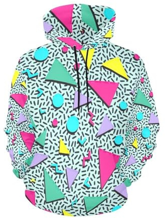 M YESCUSTOM 80s Outfit for Men Hoodie Fleece Sweatshirt, 90s Outfit for Men Vintage Ski Jacket Unisex Cool Novelty Hooded Pullover Blue 3XL