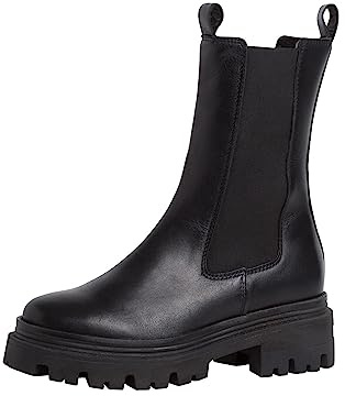 Tamaris Donna Stivaletti, Signora Stivaletti Chelsea,bottini,Soletta Removibile,Stivaletto,Boots,Stivaletti,Alto,Black Leather,37 EU