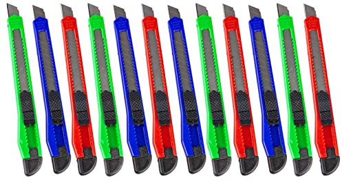 Taglierino Retrattile,Cutter Professionale,Taglierino Professionale,12 Pezzi Taglierino Piccolo,Cutter 9 mm,Taglierino Cutter Professionale,Taglierino Lama 9mm,Taglierini Retrattili,Taglierini 9mm