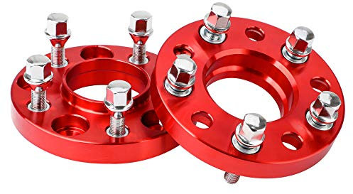 Pindex 2x Spurverbreiterung 5x112 20mm für A4 A5 A6 A7,Spurplatten 66.5mm mit 10 Radschrauben M14x1.5, Rot