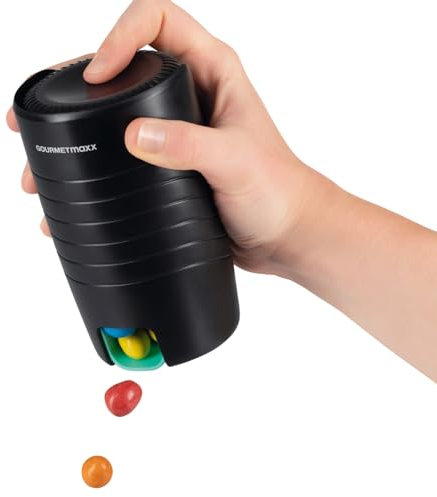 GOURMETmaxx Snackspender für saubere Hände | Nussspender ideal für Gaming & Home-Office | Gadget geeignet für Schokolinsen, Erdnüsse & Popcorn | Perfektes Organizer-Geschenk für Männer [Black]