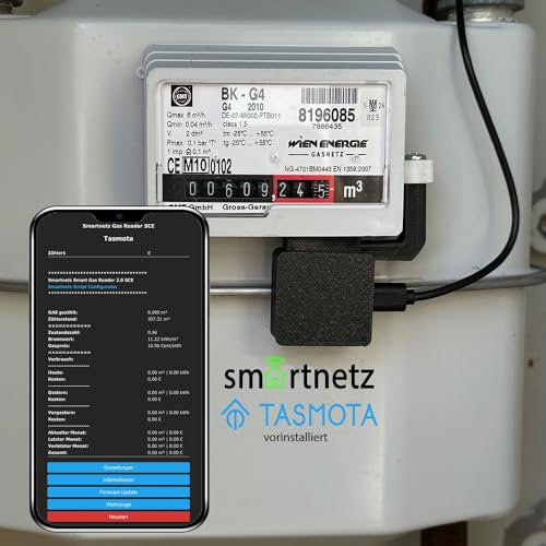 Smartnetz Smart Gas Reader 2.0 SCE noch mehr Features BK4 / BK G4- WiFi mit TASMOTA Scripting vorinstalliert | WLAN | MQTT | BK4 Gaszähler AUSLESEN