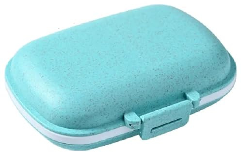 BARAC Organizador de Píldoras de viaje, 8 Compartimentos, Caja de Pastillas portátil para monedero de bolsillo, contenedor de vitaminas portátil para medicina, Pastillero (Azul)