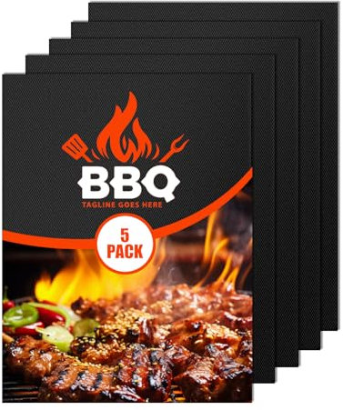 5er Set grillmatte für gasgrill, 40x33 cm BBQ grillmatten für holzkohle, grillmatten für gasgrill, backpapier wiederverwendbar, PFOA-Frei über für Elektronischen Grill, Backofen