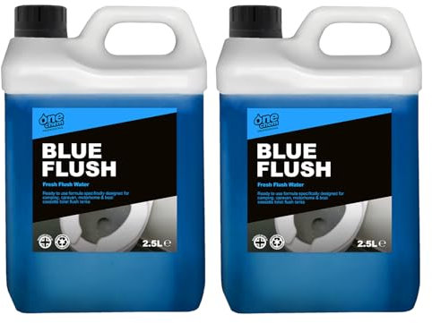 One Chem Professional Toilet Cleaner Blue Flush for Caravans & Motorhomes, 2 x 2.5 Litre, Formaldehyde Free, Blue Fluid