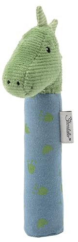 Sterntaler Baby Quietsche Dino Rexi - Baby Spielzeug aus Feincord - Greifspielzeug für Babys - Erste Versuche im Greifen und Spielen, steingrün