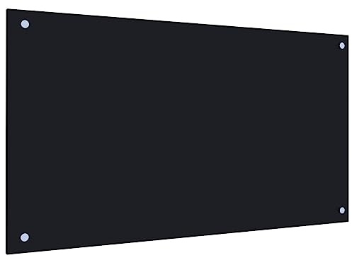 AUVYI Küchenrückwand aus Hartglas 90x50 cm Schwarz Spritzschutz Glas Herd Spritzschutz Küche Glas Hinter Herd Küchen Wandschutz Glasplatte Küche
