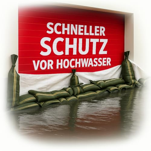 Folienkönig® Kit anti-inondation : 20 sacs de sable + 1 bâche 2×4 m | Protection mobile pour portes et garages contre les inondations