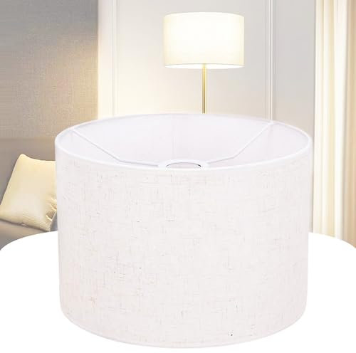 Euyaita 30 cm Pantalla de Lámpara E27 para Lámpara de Pie Pantalla Decorativa de Lámpara de Mesa y Techo Pantalla Cilindro para Dormitorio Estudio Sala de Estar, Lino