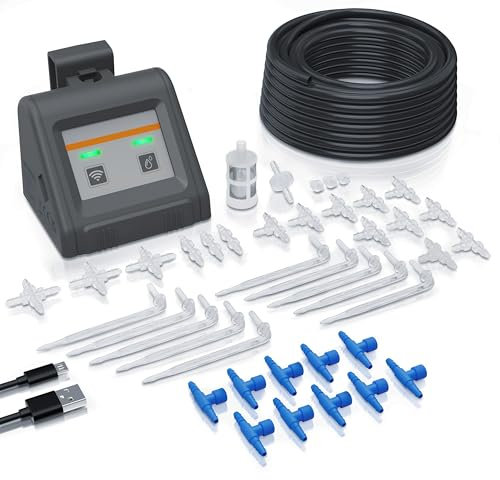 Brandson - Digitales Bewässerungssystem – Wlan Wifi mit App Tuya Smartlife – 2,4 Ghz - automatische Tröpfchenbewässerung Set - Innen- und Außeneinsatz – bis zu 10 Pflanzen - Garten Balkon Terrasse