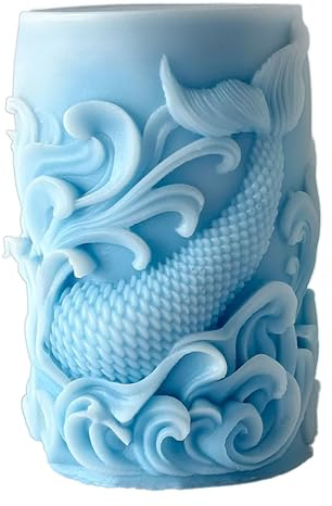 Ocean Animal Cylinder Candle & Resin Mold - Resin Casting Silicone Molds for Home Decor & Candle Making Wave Spiral Mold