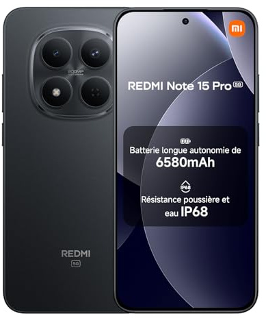 XIAOMI Redmi Note 15 Pro 5G, Smartphone 12+512 GB, Massive 6580mAh Battery, IP66/IP68, New 200MP Camera, 6.83 AMOLED Display, Black, Warranty 2 years, Charger Not Included