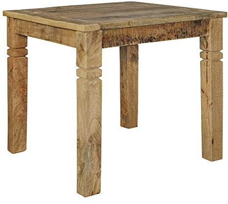 FineBuy Esstisch quadratisch 80 cm Mango Massivholz – Quadratischer Holztisch im Landhausstil, Design Esszimmertisch massiv, Küchentisch für 4 Personen, Kleiner rustikaler Bistrotisch