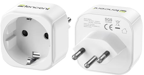 LENCENT 2X Netzadapter EU DE auf CH Reisestecker Typ-J Schuko Reise Adapter für Schweiz Liechtenstein Steckdosenadapter