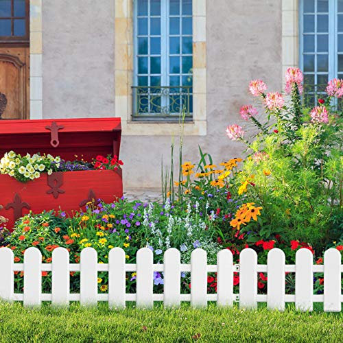 Ifundom Recinzione da Giardino, in plastica, con Bordi Bianchi, per Giardino, aiuole, aiuole, Bordi per Piante, Pannelli Decorativi paesaggistici, Confezione da 5, Leggero e Facile da installare