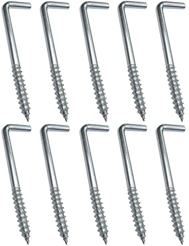 AERZETIX - C47880 - 10-delad uppsättning - skruvkrok av trä L - Ø3.8x60mm - galvaniserat stål - DIY - monteringsverktyg / hårdvaruhandel