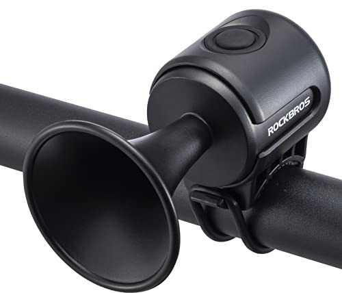 ROCKBROS Electric Bike Horn 120dB Adults Kids Bike Horn Alarm IPX4 Waterproof Electronic Bicycle Horns for Handlebars Ebike Scooter Horn Black
