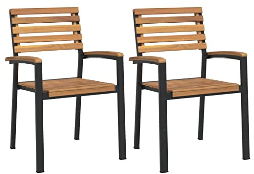 vidaXL Stapelbara trädgårdsstolar 2 st massivt akaciaträ och metall