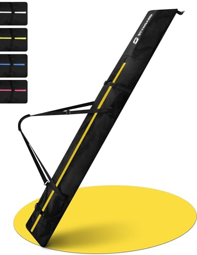 STYNGARD Helsinki Sac de Ski avec Haut roulé [140 cm à 200 cm] – Sac de Ski en matériau Robuste avec Fermetures éclair de qualité supérieure (Noir-Jaune)