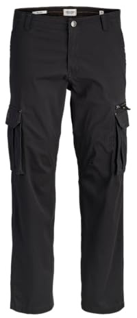 JACK & JONES Jpstkane Jjarcher Tech Cargo SN Pantaloni, Nero, L Uomo