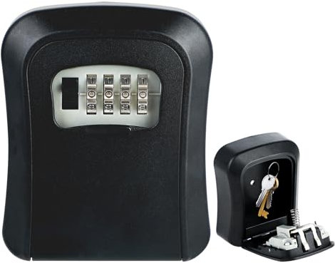 wenrescry Cassaforte per Chiavi Montata a Parete Impermeabile con Codice a 4 Cifre, Sicurezza per Esterni Antiruggine, Facile da Installare per Casa, Garage, Ufficio, Palestra