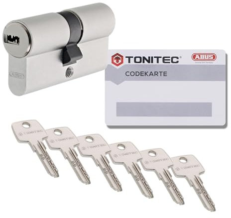ToniTec Zylinderschloss TEC440 by ABUS Schließzylinder verschiedenschließend Türschloss 30/45mm mit 6 Schlüssel und Codecard