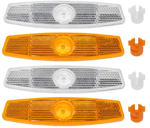 PIYANYO Bike reflectors 4 Sets of Buckled Bike Wheel reflectors (2 Each in White/Yellow) for Road Mountain Bike Night Riding