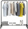 PetHot Clothes Rail, Hanging Rail for Clothes Coats, Metal Clothes Rack for Bedroom Heavy Duty Garment Hanging Rack with Storage Shelf, Store Boxes Shoes Coats Clothing and Bags (Black)