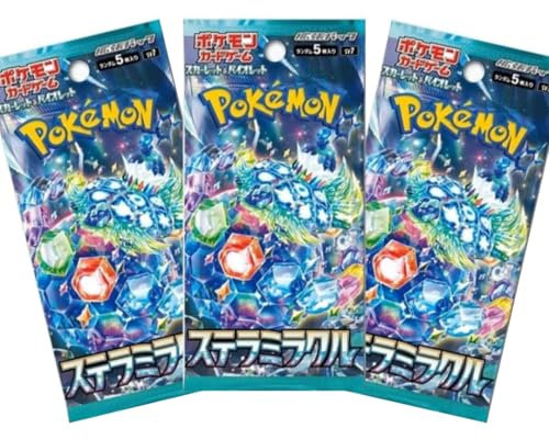 3 x Stellar Miracle Japanese Pokemon Booster Packs | Scarlet & Violet Set | Pokémon Trading Cards in 3 Booster Packs | TCYM Authenticated | Pokemon TCG Pack | Japanese Stellar Crown