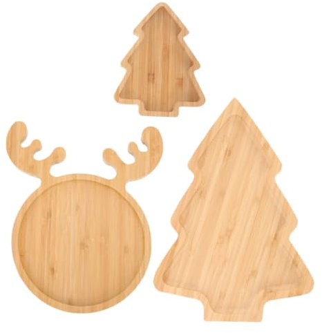 OKUMEYR 3pièces Assiette De Noël Forme De Cerf pour Apéritifs Fruits Et Sauces Décoration Festive pour Repas De Noël Et Fêtes
