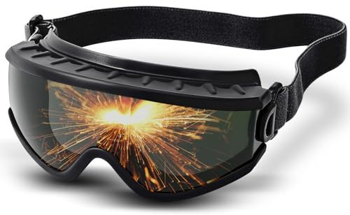 Relaxweex Welding Goggles Welding Safety Glasses Shade 5 IR Lens Cutting Torch Goggles Brazing Glasses for Men Eye Protection(Black)